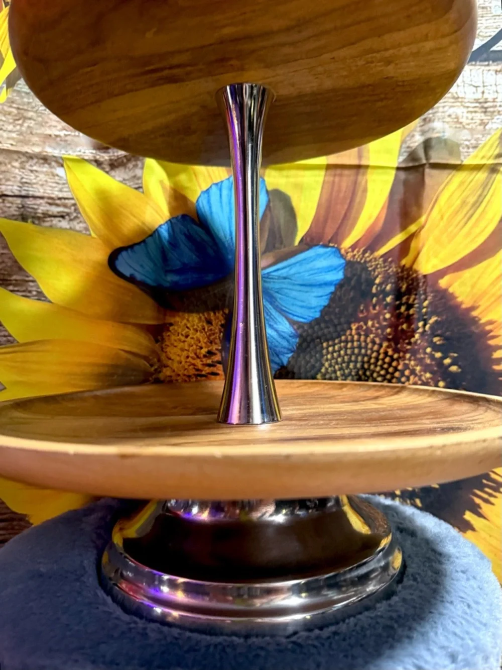 3 Tier LARGE Serving Tray Lazy Susan Rustic Boho Display